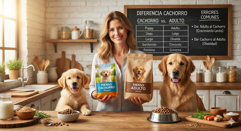 Diferencia entre pienso de cachorro y adulto: errores comunes que pueden afectar su salud