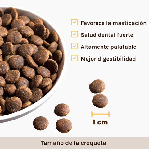 Tamaño croqueta pienso pollo Meu Menú